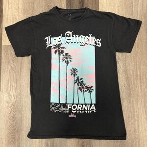 L.A. Idol Black Tee with Palm Tree Graphic